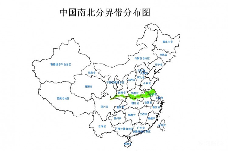 中国南北分界带分布图