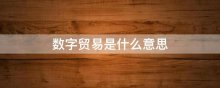 数字贸易是什么意思