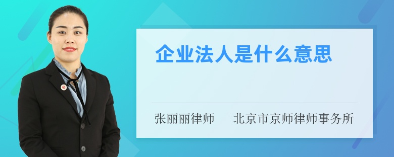 企业法人是什么意思